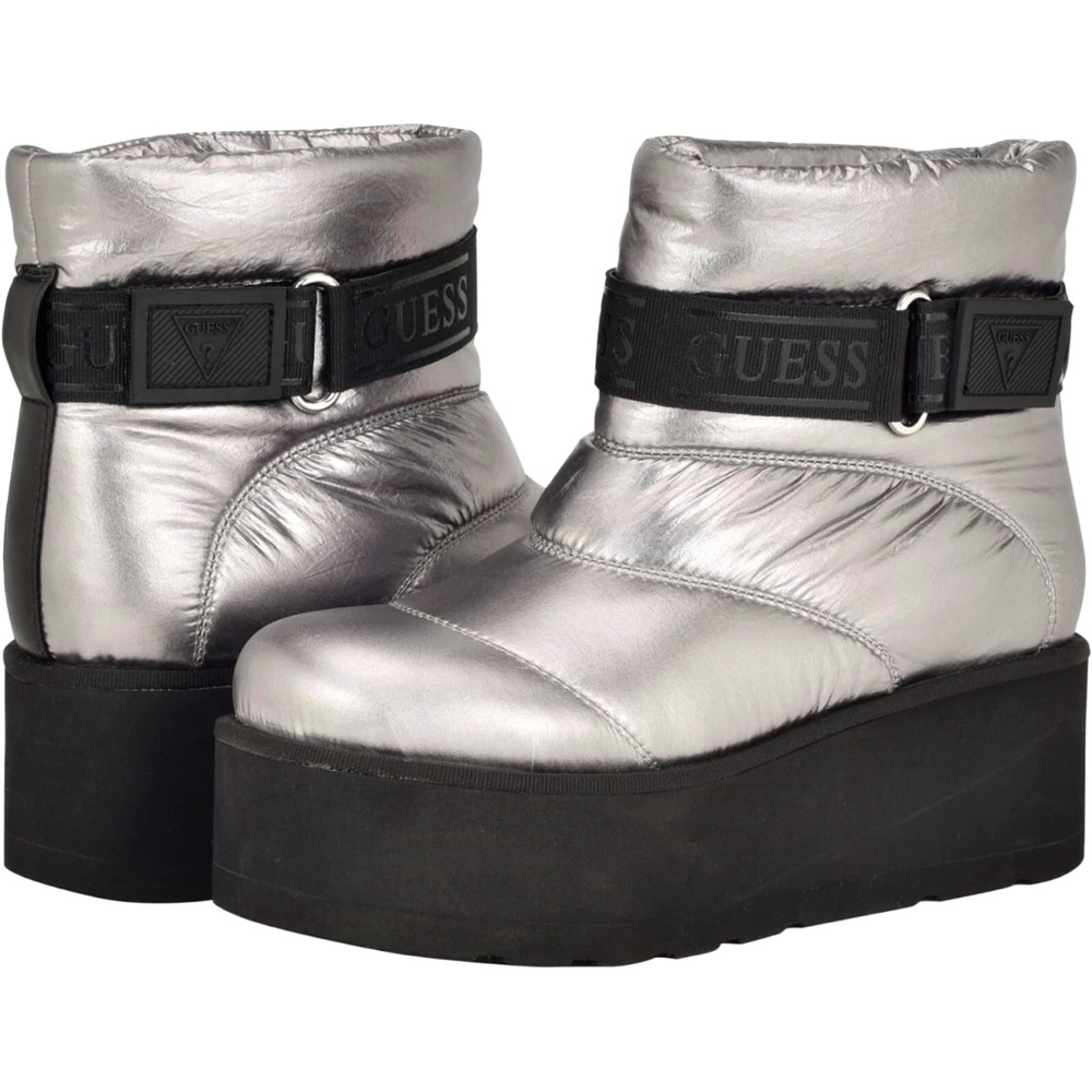 Guess Metallic Silver Platform Boots